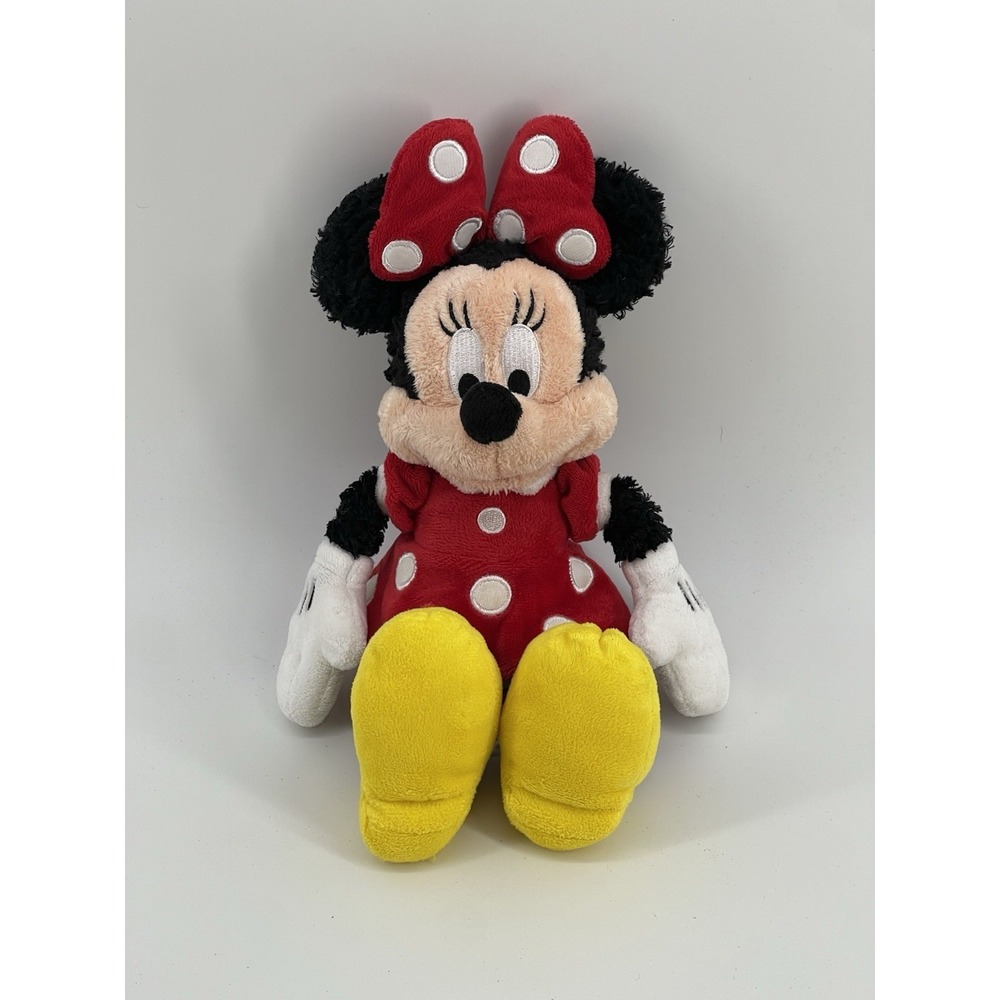 Disneyland Minnie Mouse Plush 11" Red Polka Dot Dress Bow Stuffed Toy